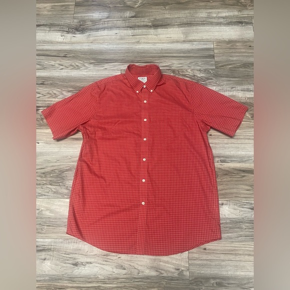 L.L. Bean Other - LL Bean Traditional Fit Short Sleeved Button Down Checked Shirt Size Large Red